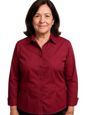 LOFT - Burgundy Button-Up Blouse - Tailored Fit -‎ Size 8
